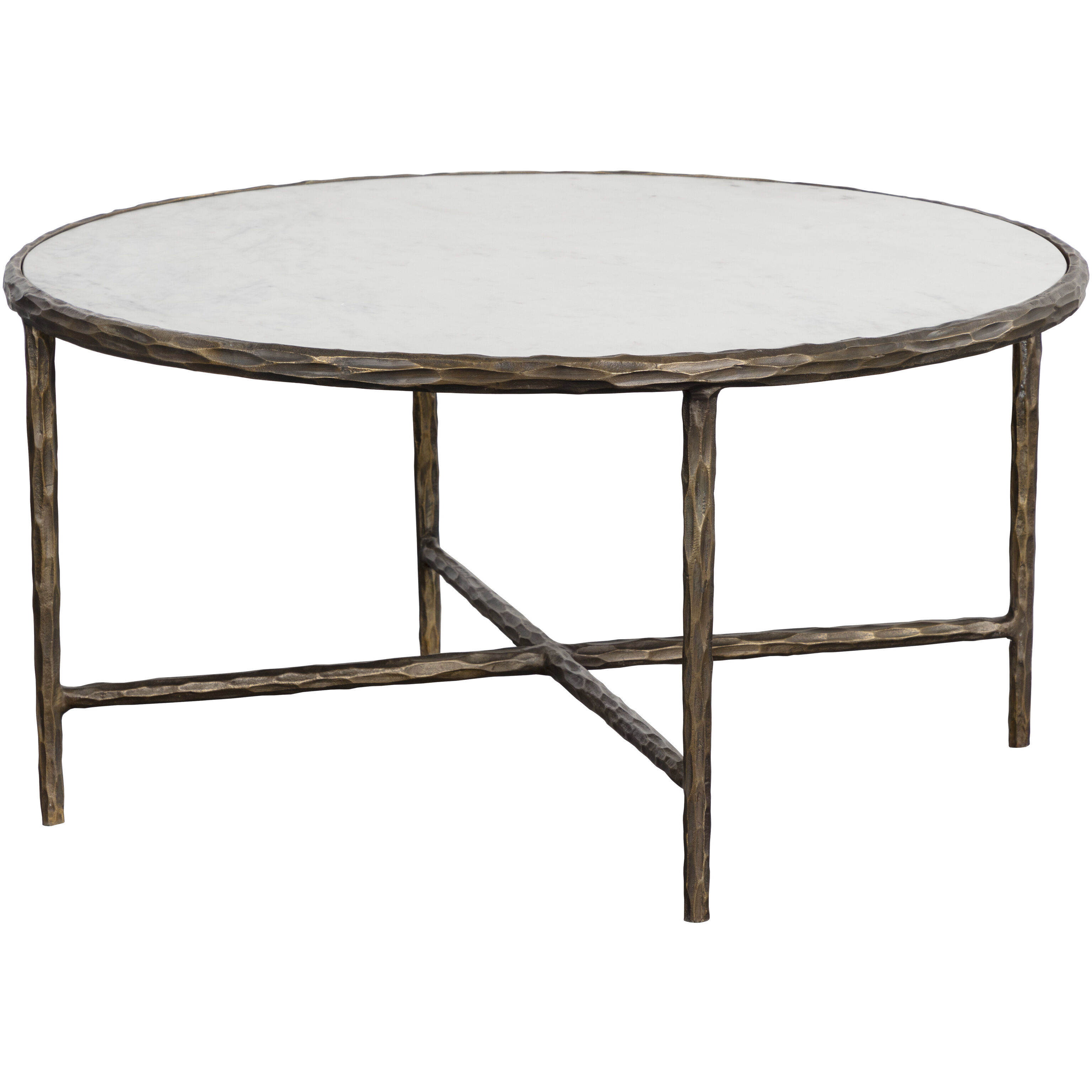 Riyaz 36.25 X 18.5 inch Antique Brass with White Coffee Table